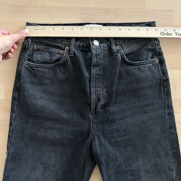 Agolde Jeans Womens 26 Black Fade High Rise Pinch Waist Straight 90s Button Fly - Picture 9 of 13